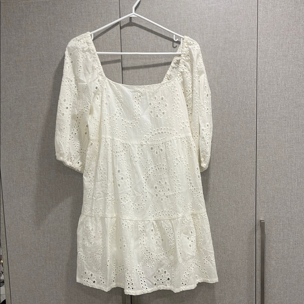 Sanctuary Off-White Babydoll Eyelet Dress